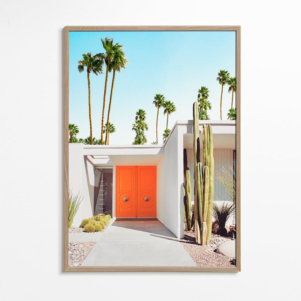 Botanisk poster Palm Springs orange dörr