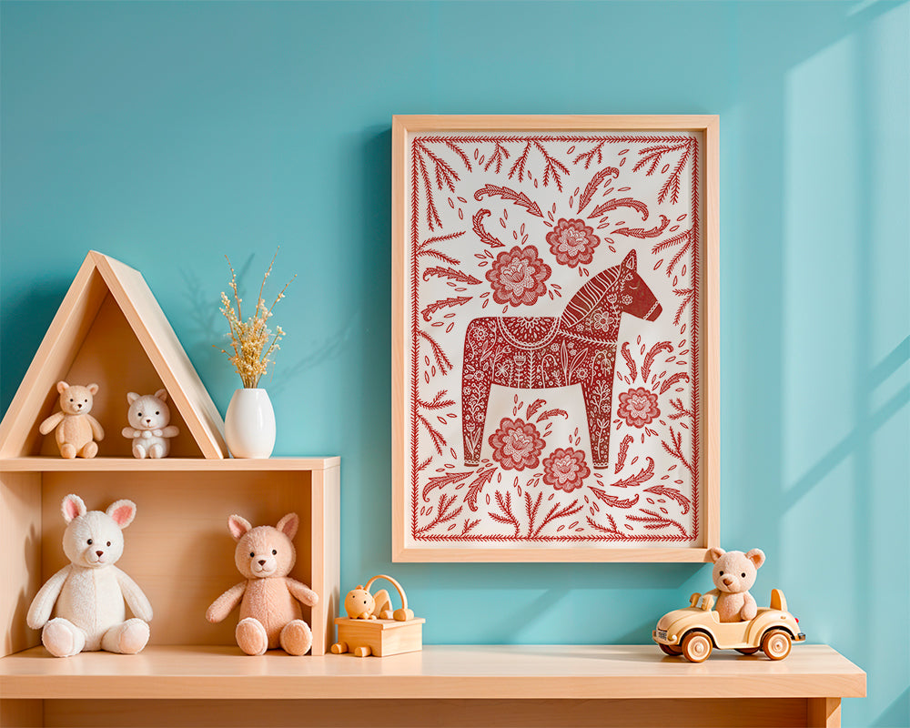 Dala-häst röd poster