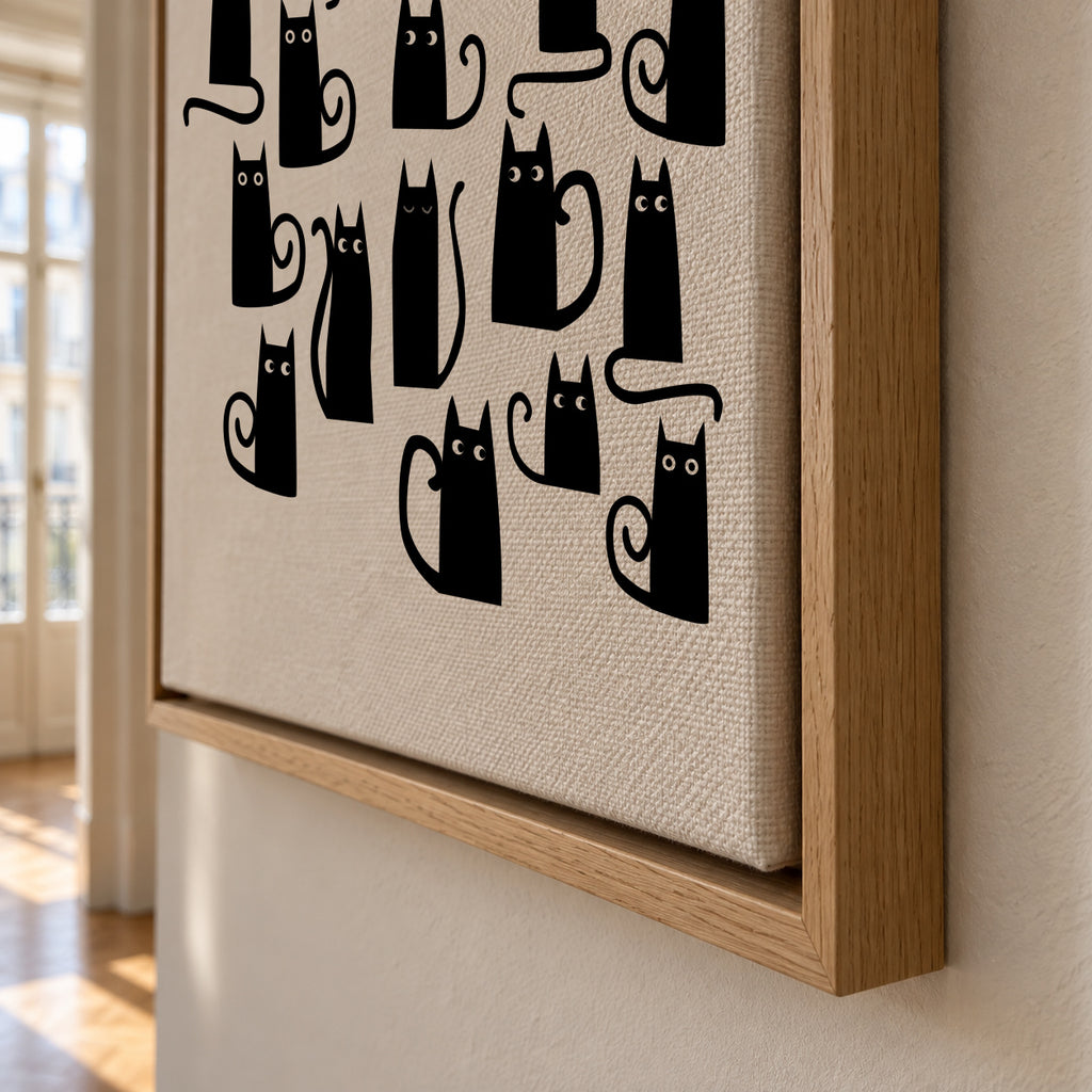 Black Cats - Framed canvas detail