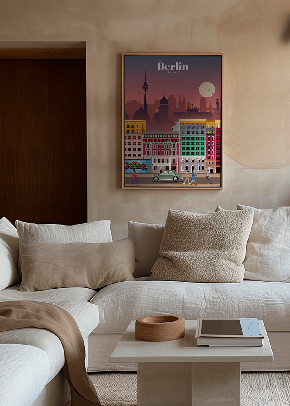 Reseaffisch Berlin: illustrerad stads-skyline