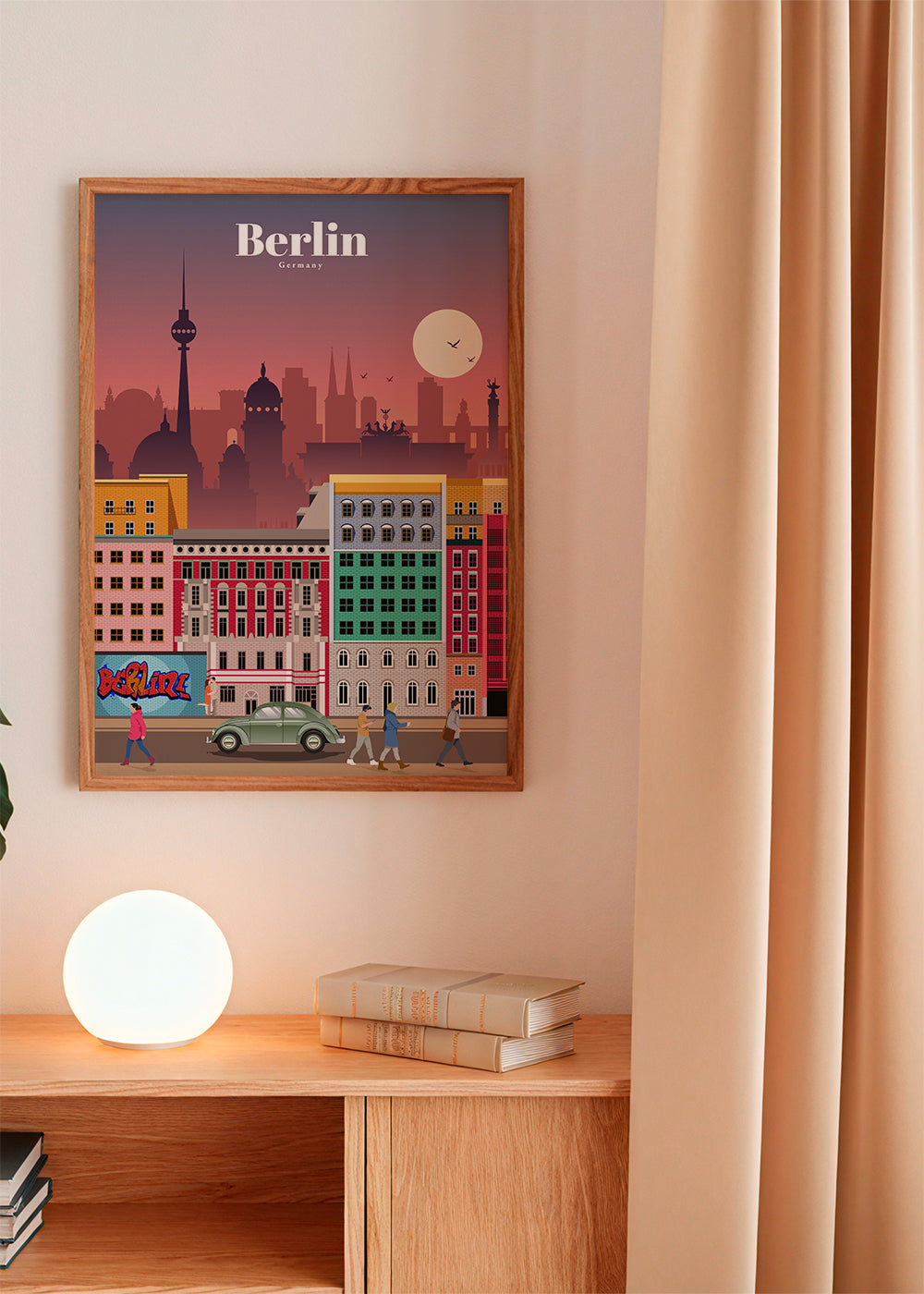 Reseaffisch Berlin: illustrerad stads-skyline