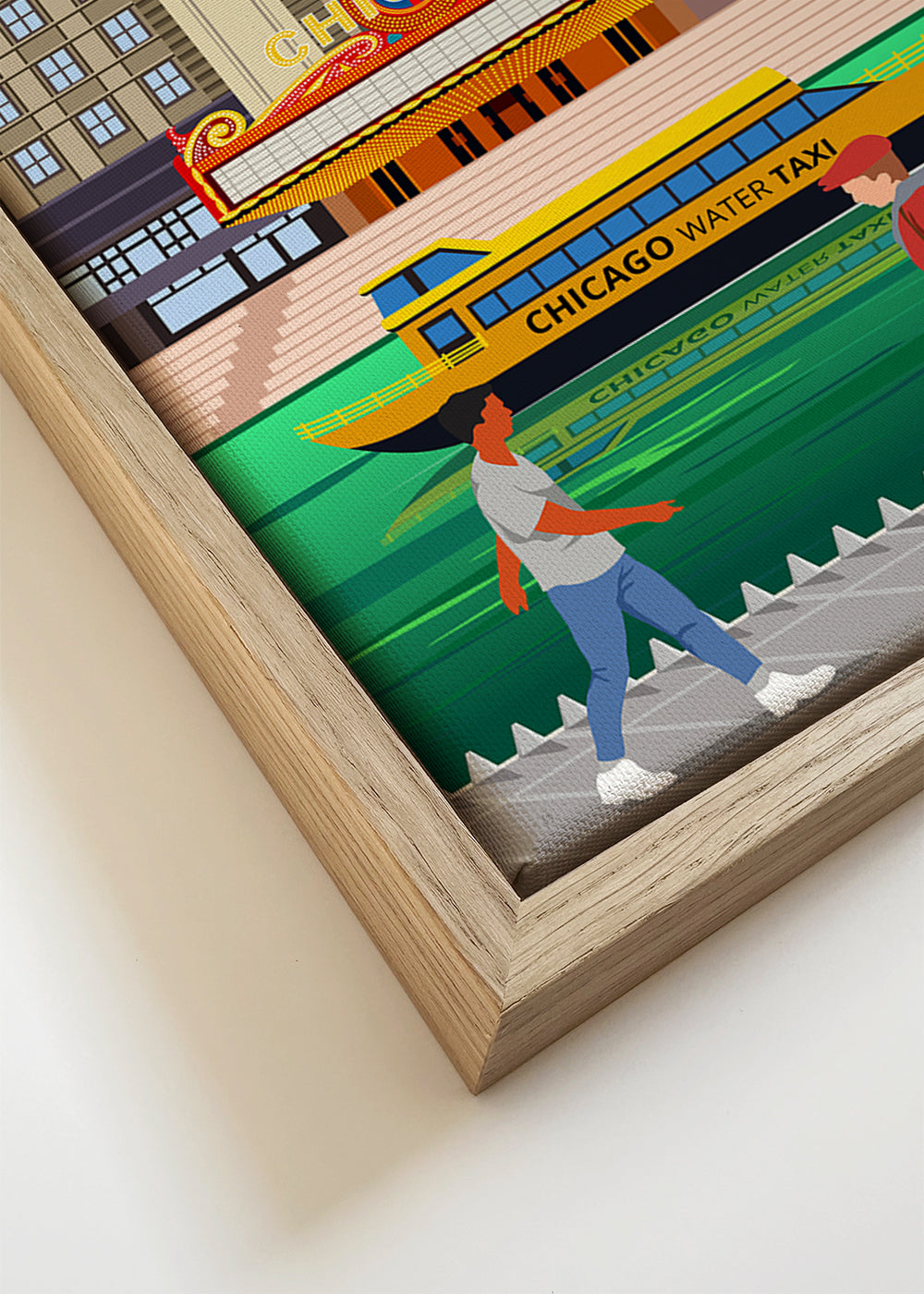 Reseaffisch: Chicagos skyline med vattentaxi