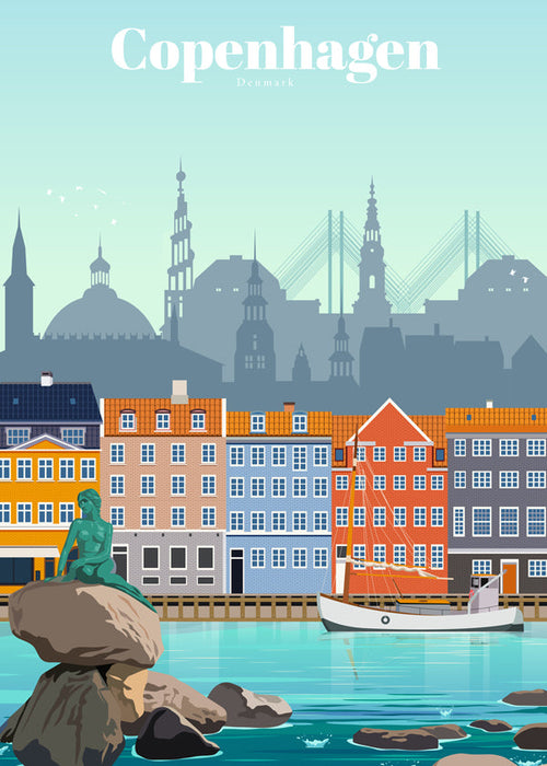 Reseaffisch: Köpenhamn färggiv hamn