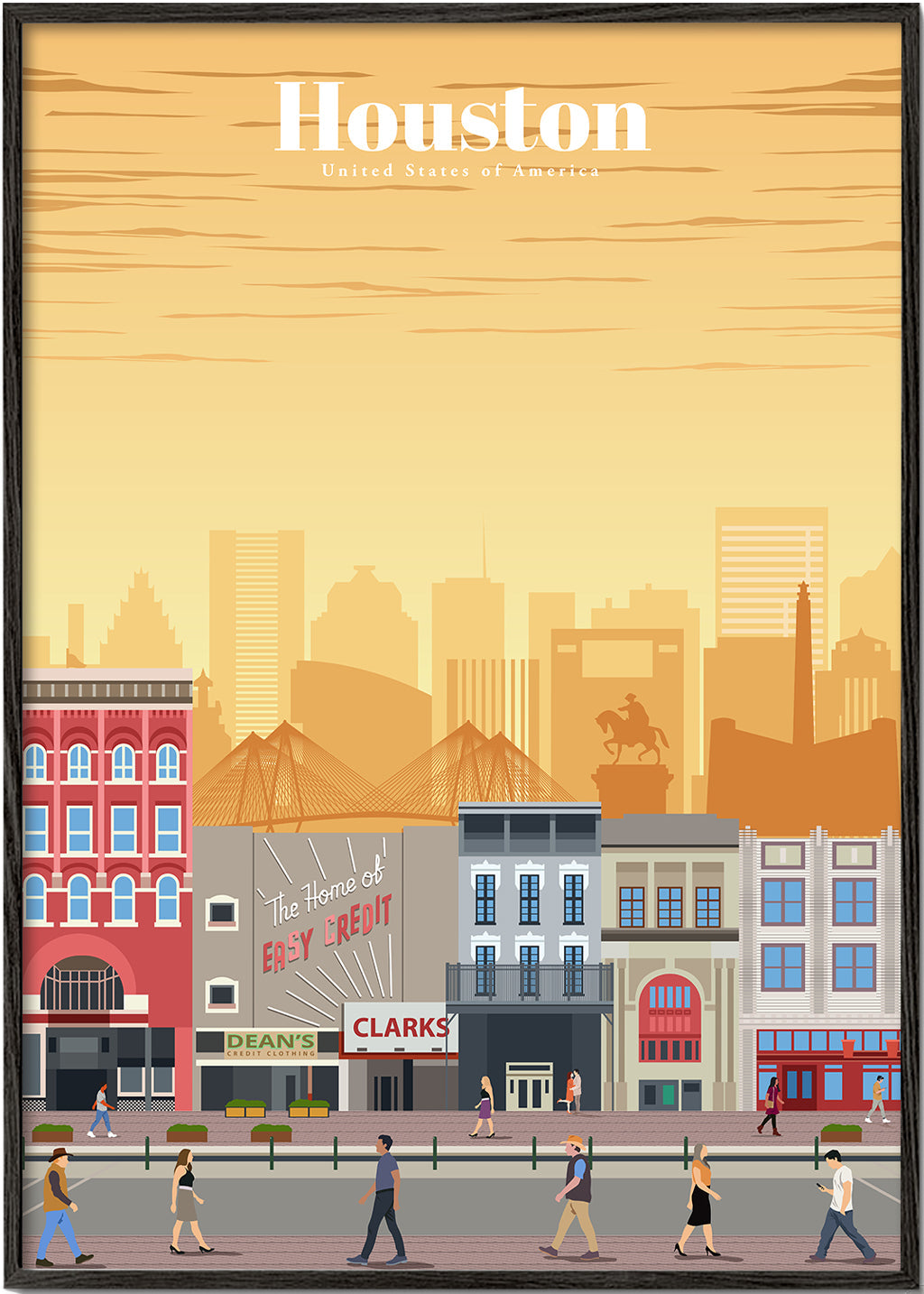 Stadskonst: Houston illustrerat vertikalt motiv