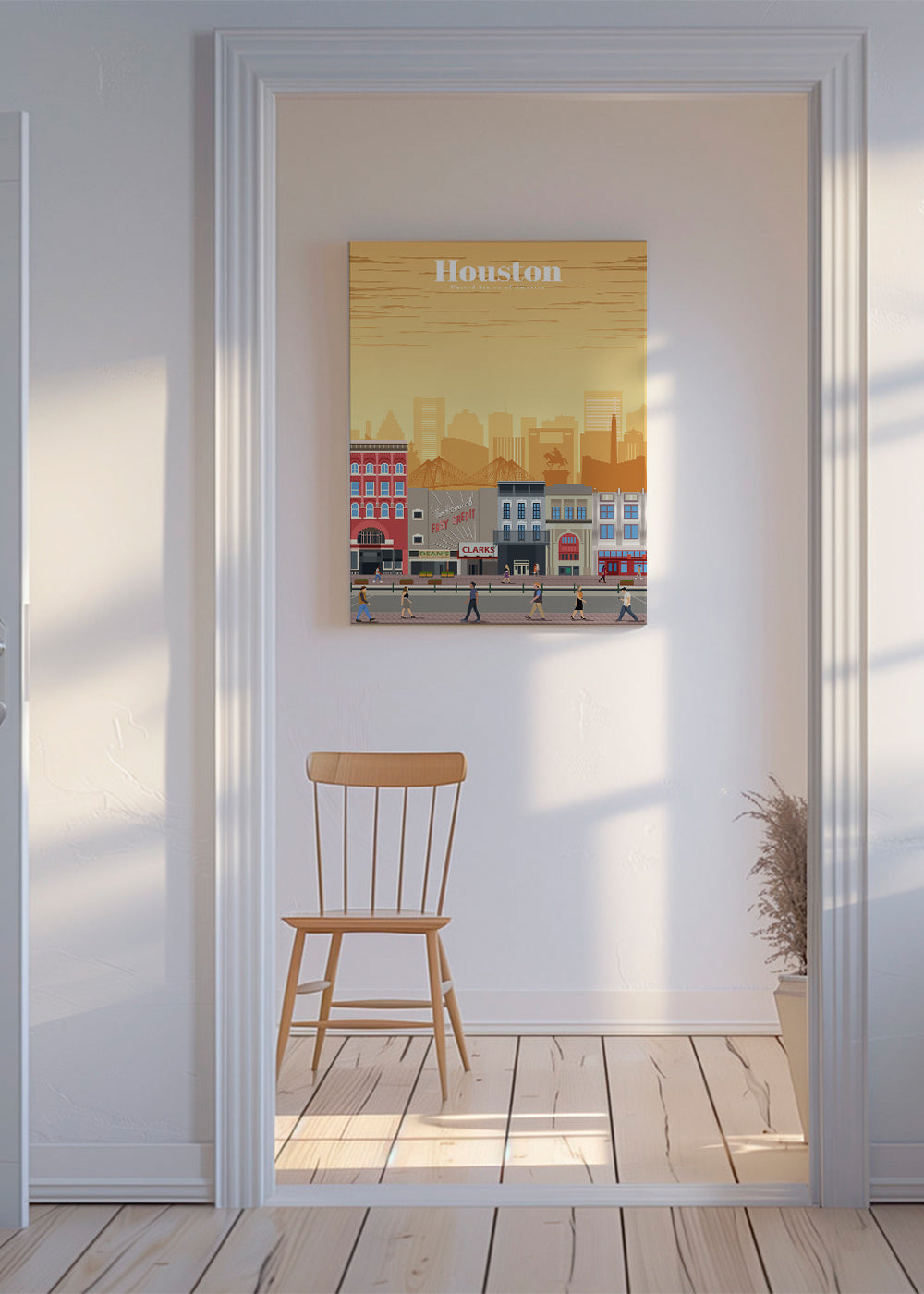 Stadskonst: Houston illustrerat vertikalt motiv