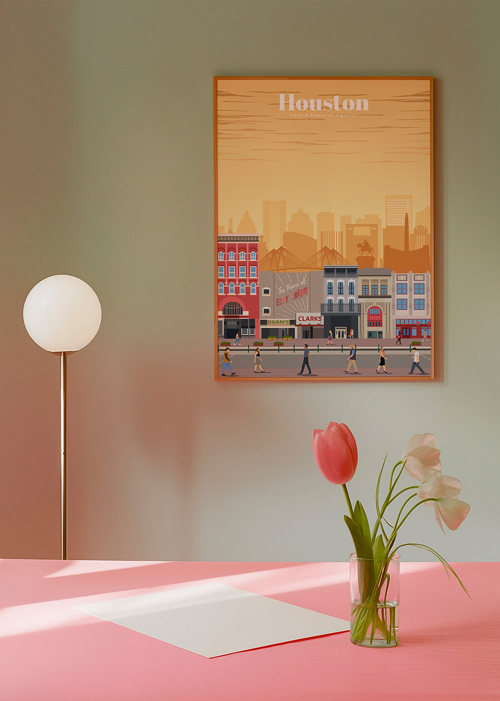 Stadskonst: Houston illustrerat vertikalt motiv