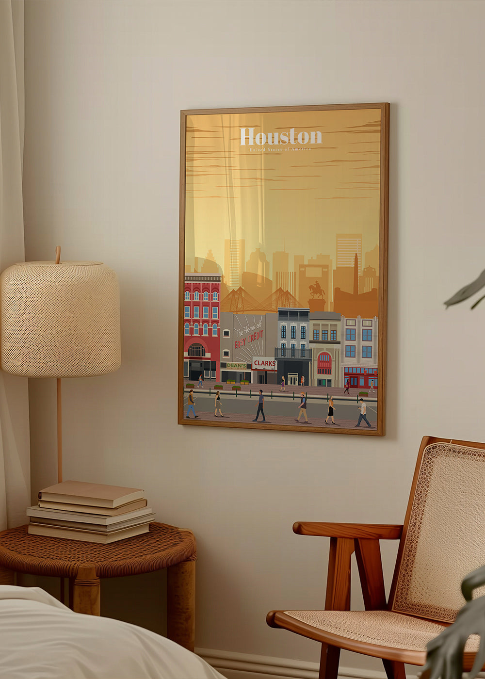 Stadskonst: Houston illustrerat vertikalt motiv