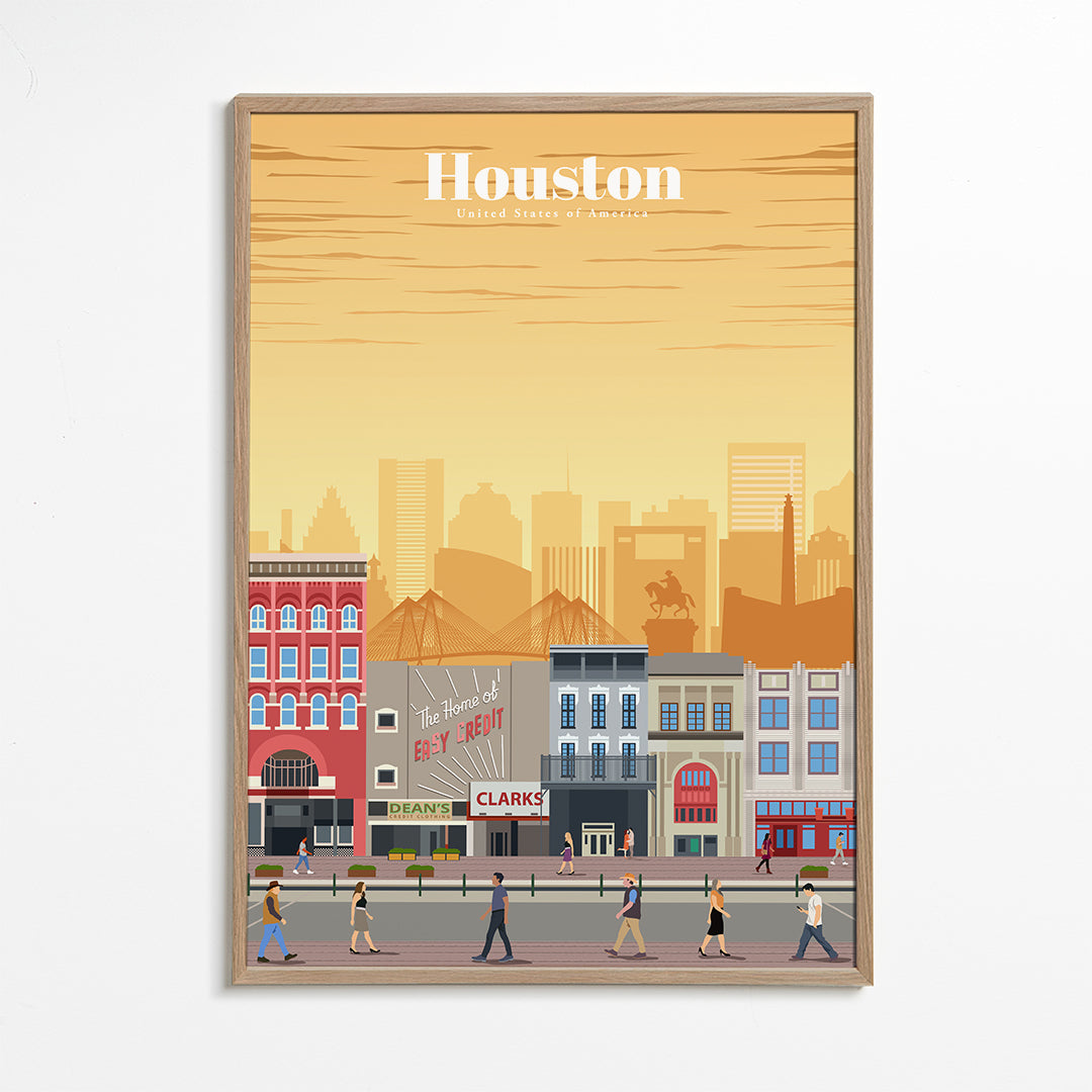 Stadskonst: Houston illustrerat vertikalt motiv