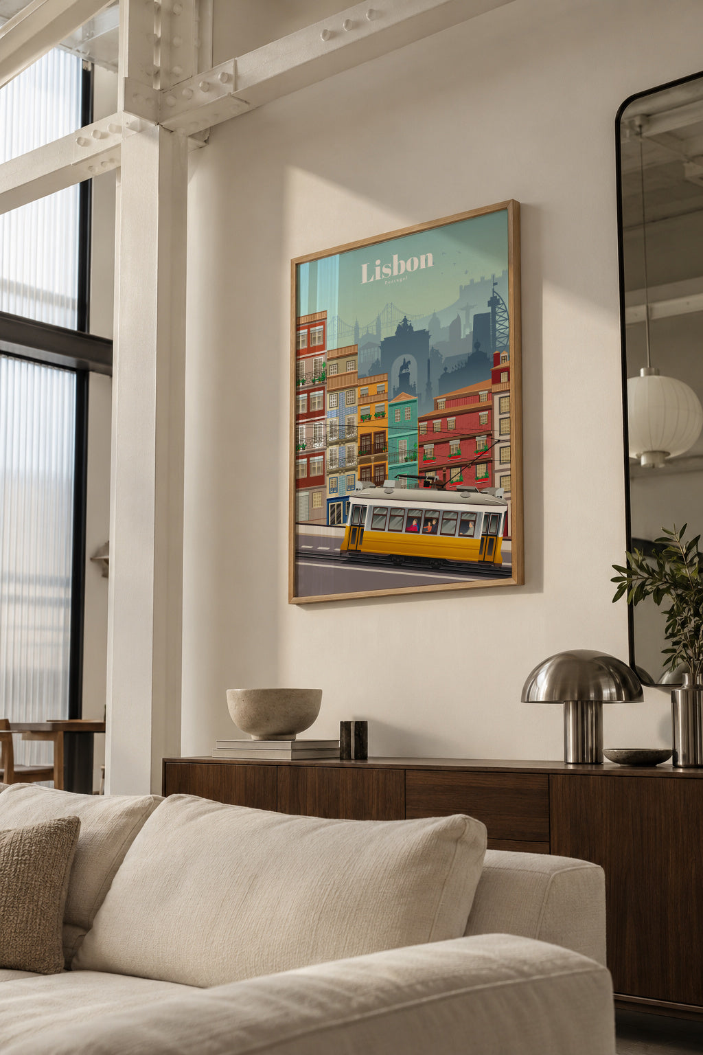 Travel to Lisbon - Framed poster in an interior