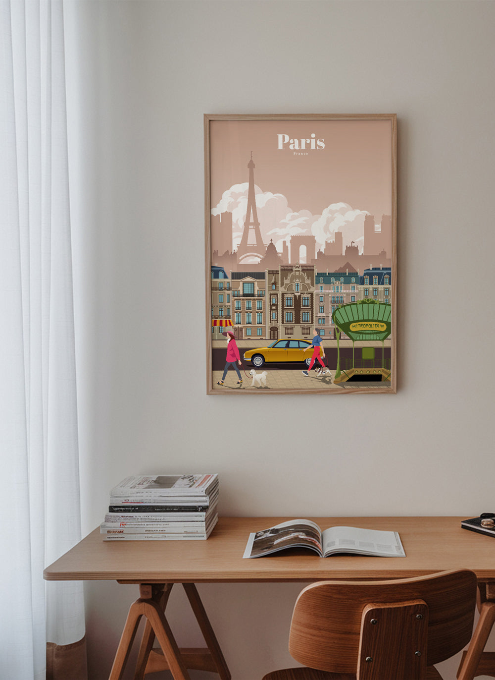 Reseaffisch Paris illustration med tunnelbaneingång