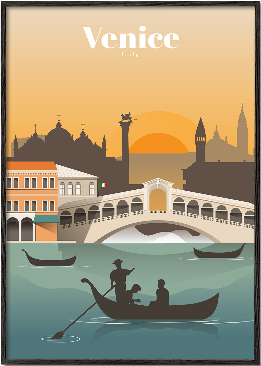Reseaffisch Venedig solnedgång