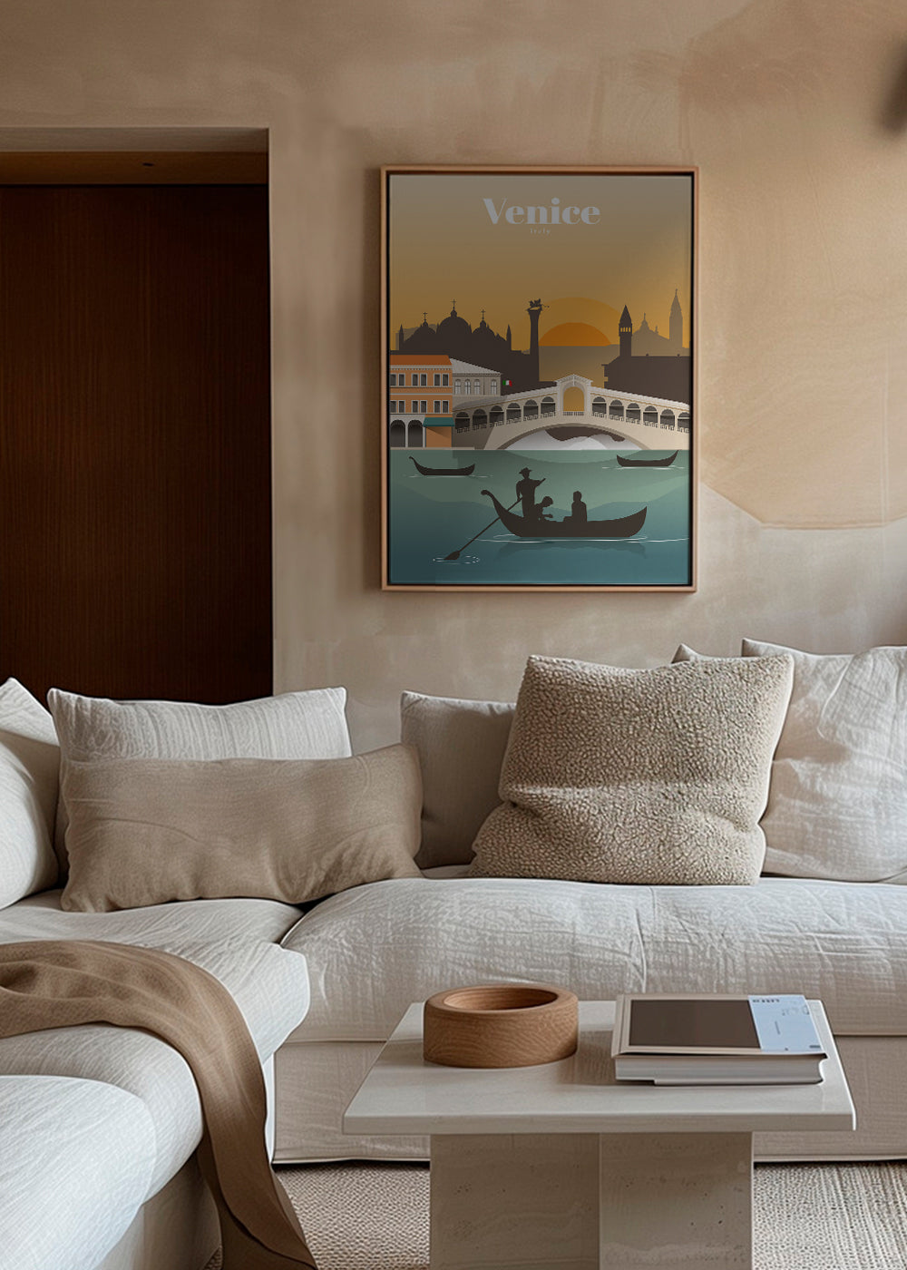 Reseaffisch Venedig solnedgång
