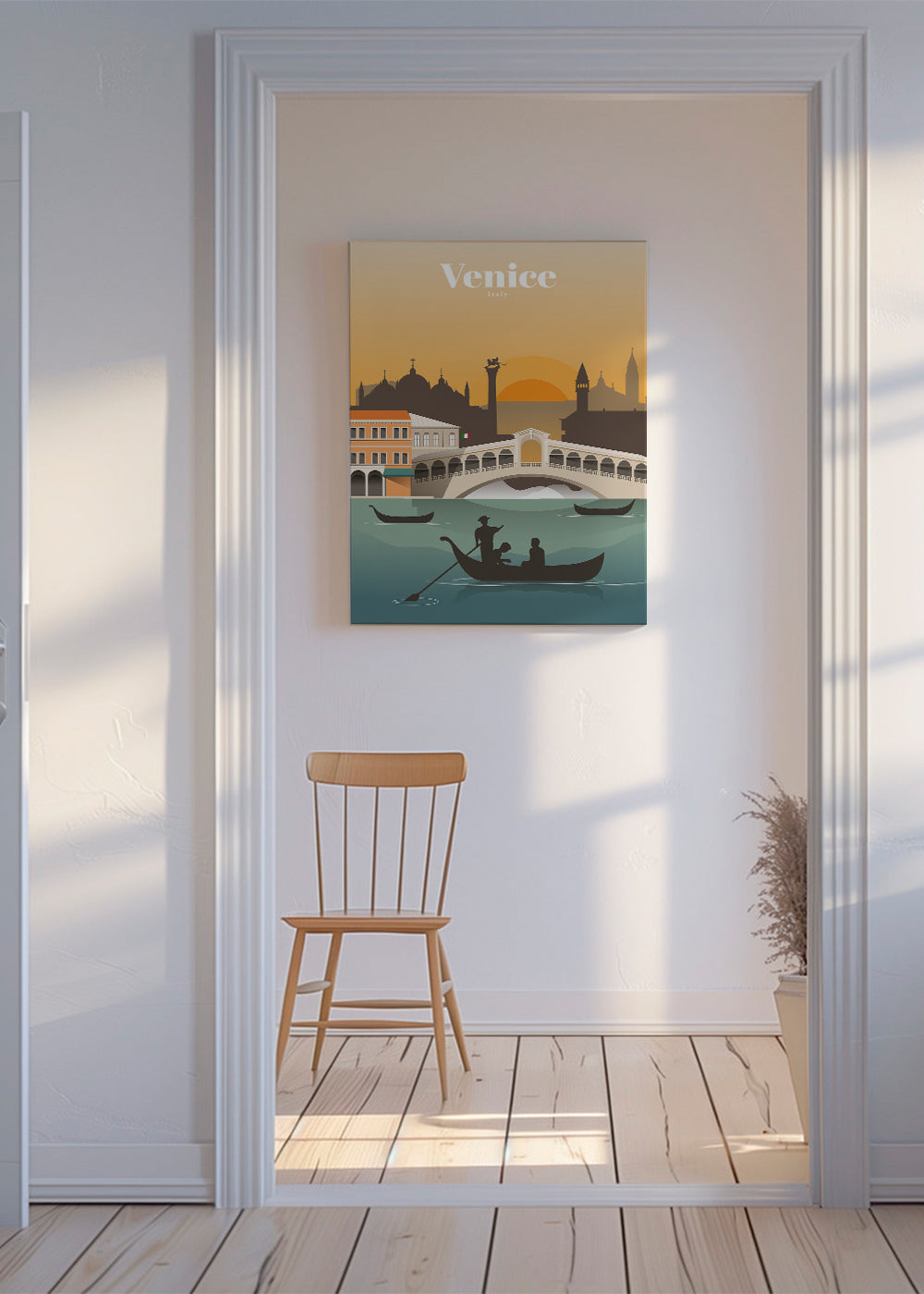 Reseaffisch Venedig solnedgång