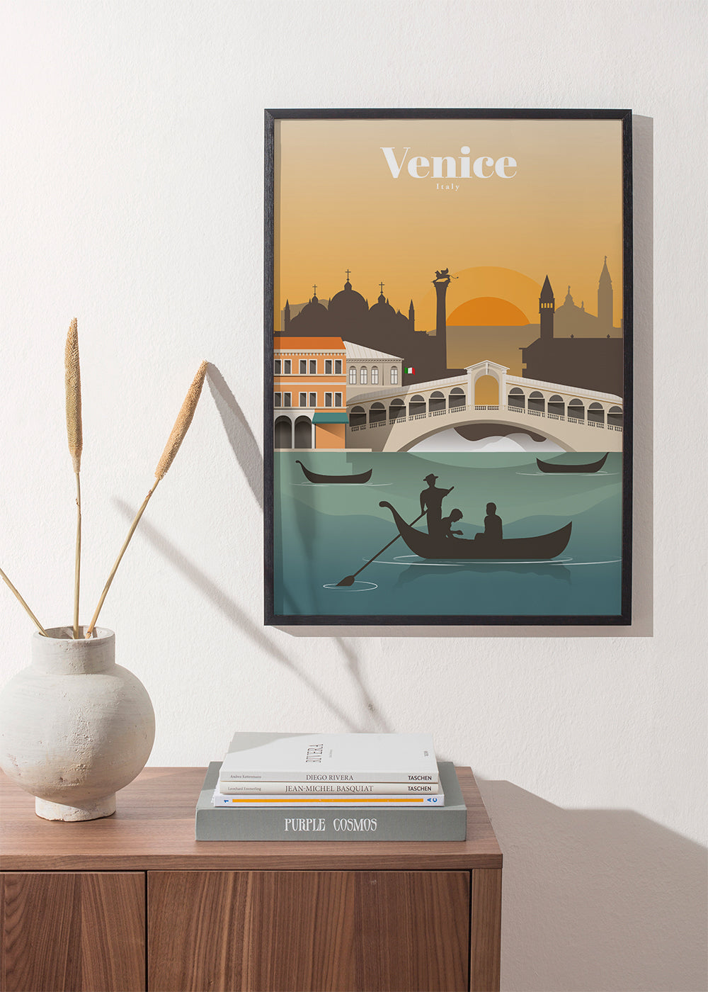 Reseaffisch Venedig solnedgång