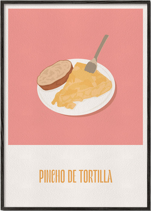 Kökskonst: pincho tortilla på rosa bakgrund