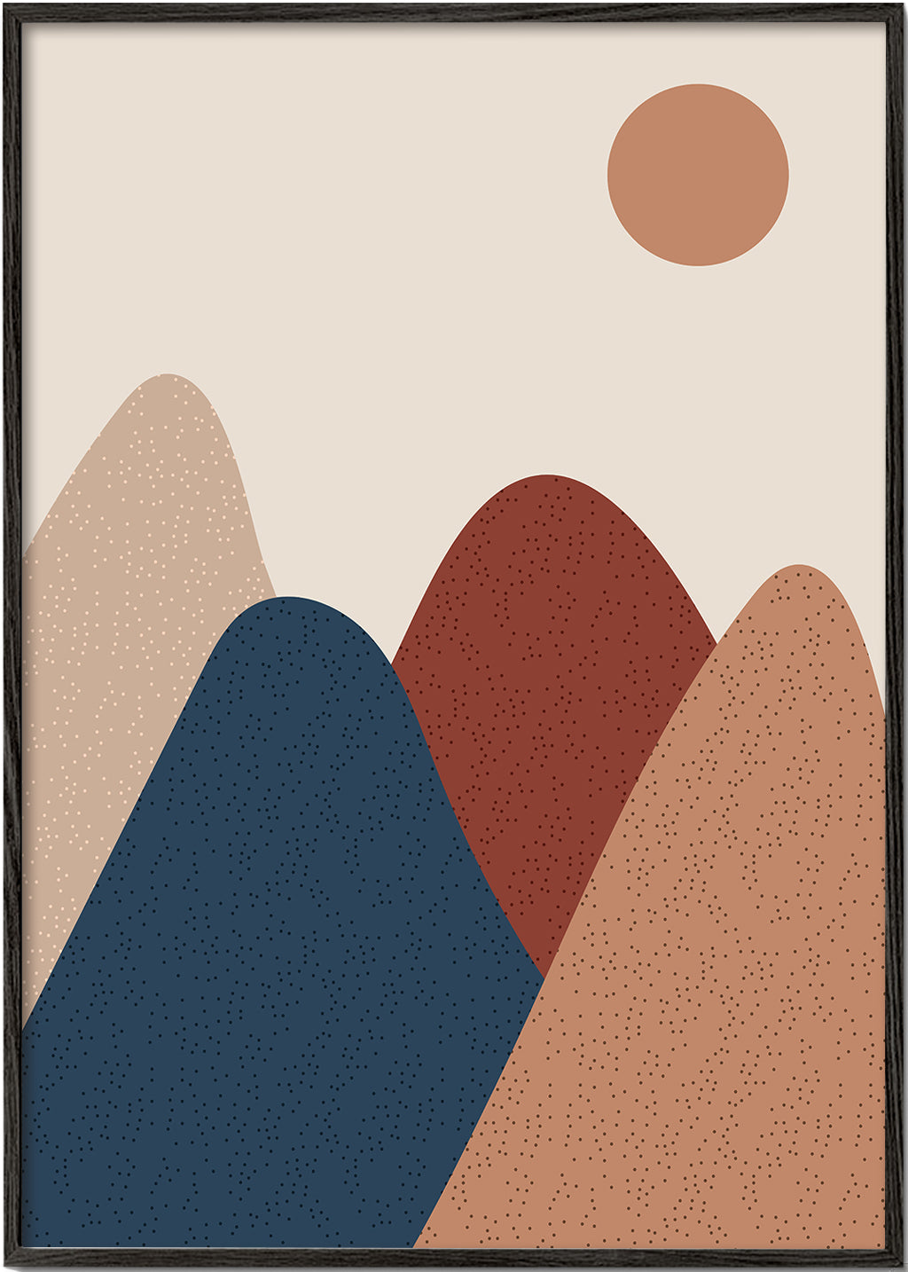 Landskapskonst: minimalistiska berg i varma toner