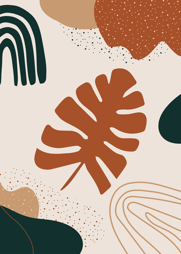 Botanisk print terracotta blad