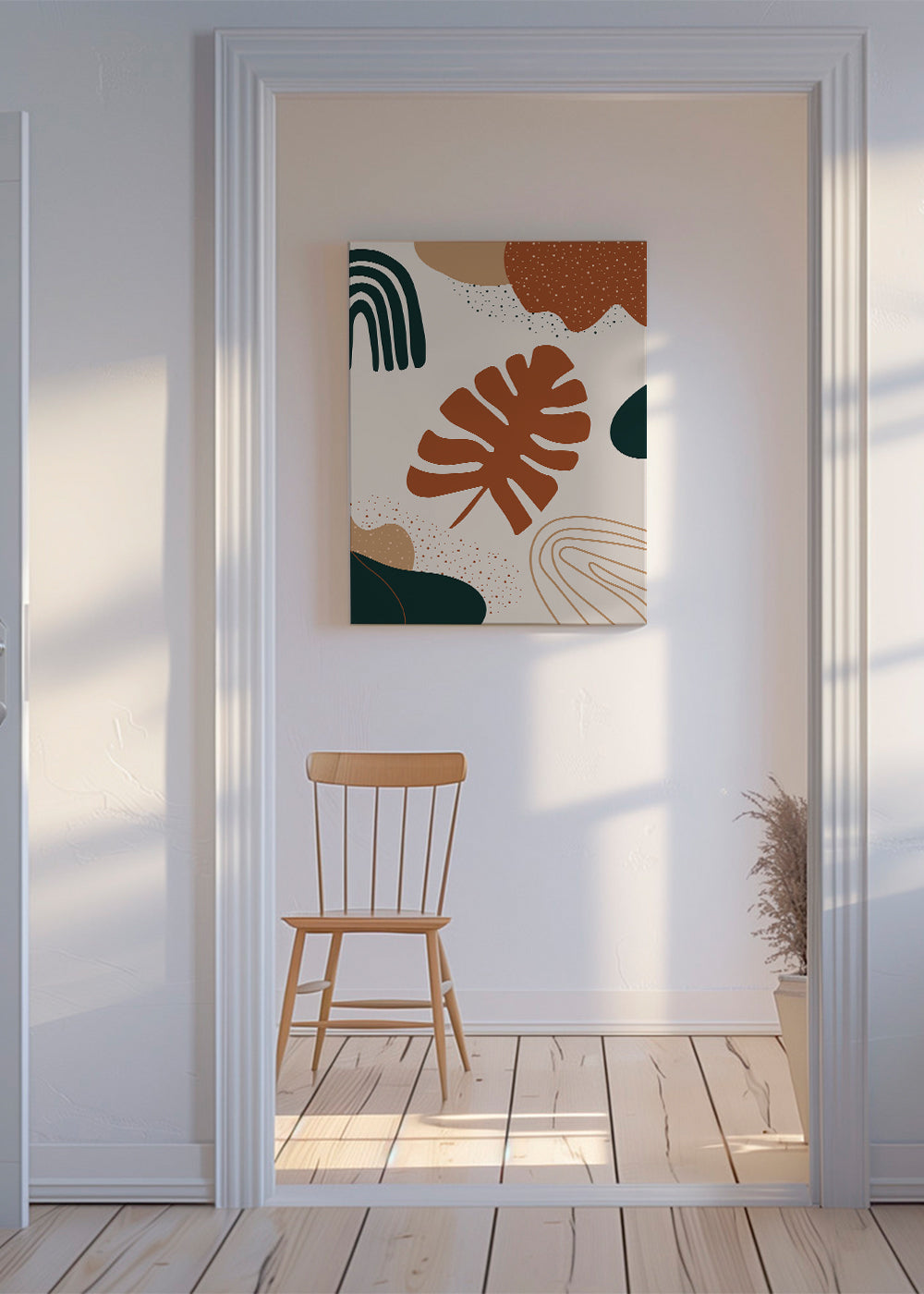 Botanisk print terracotta blad