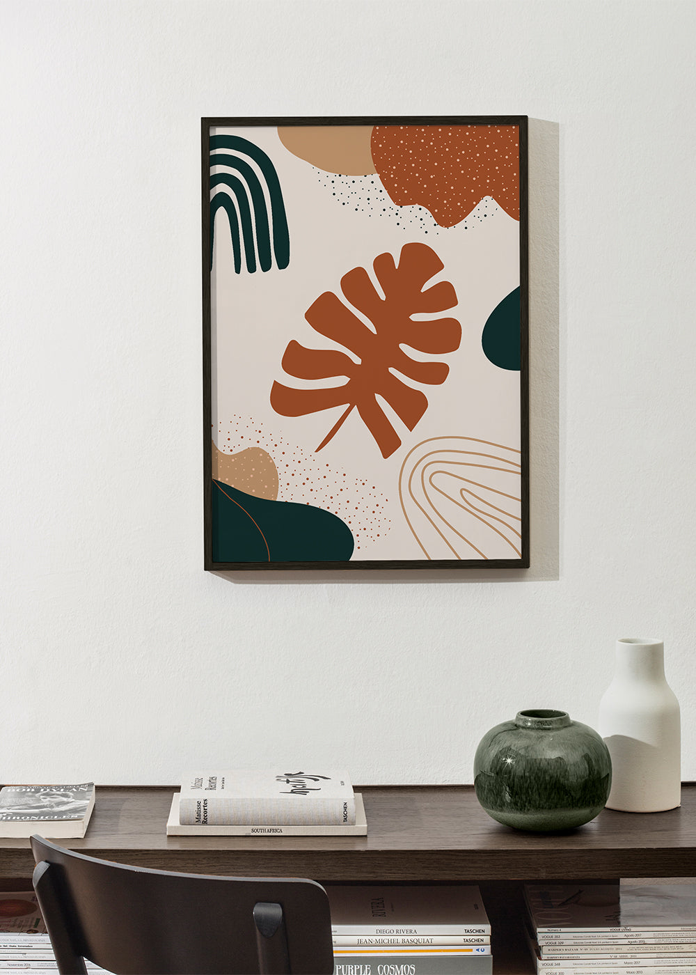 Botanisk print terracotta blad