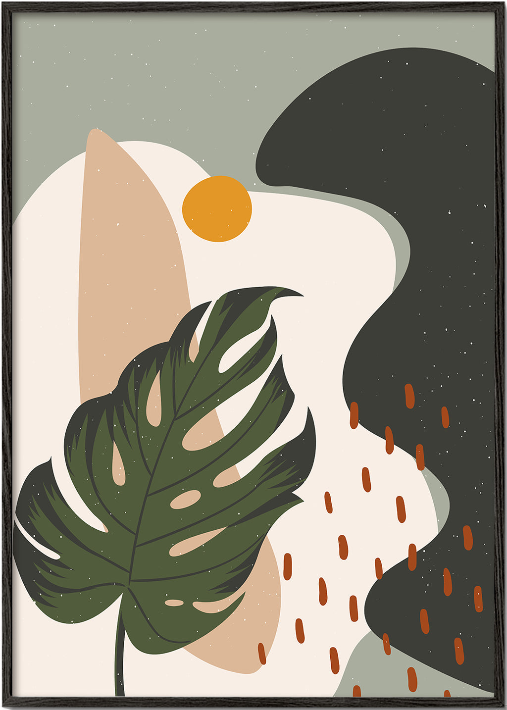 Botanisk poster med stiliserat monstera-blad
