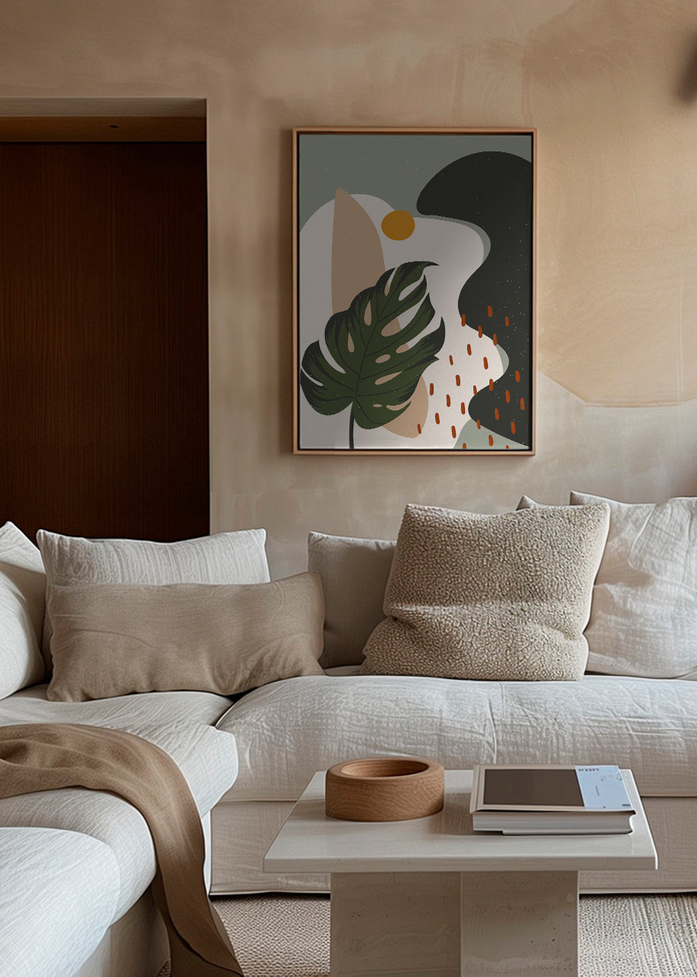 Botanisk poster med stiliserat monstera-blad