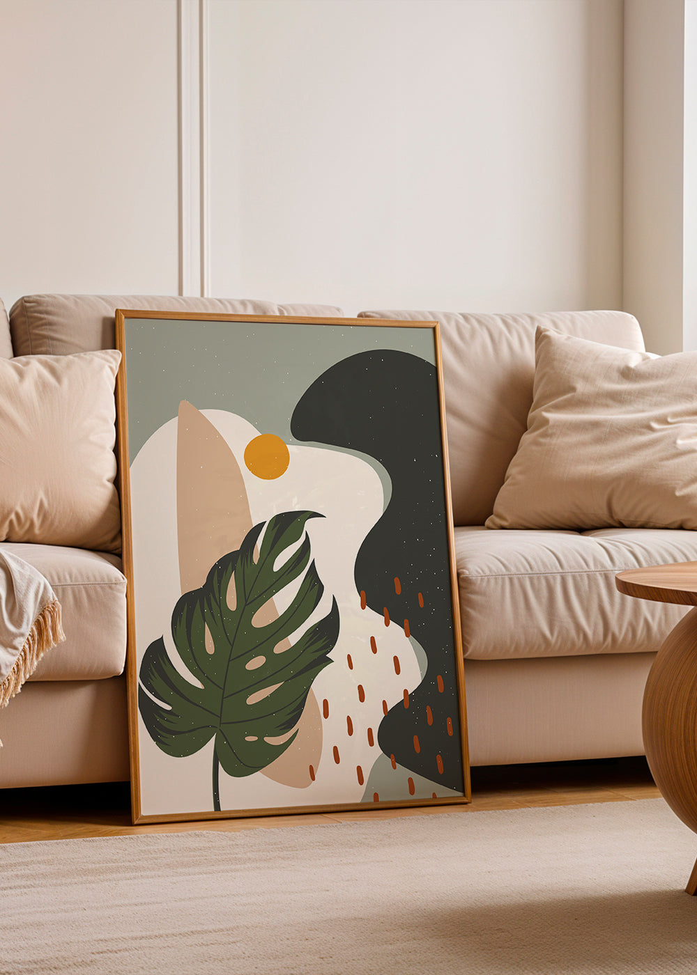 Botanisk poster med stiliserat monstera-blad