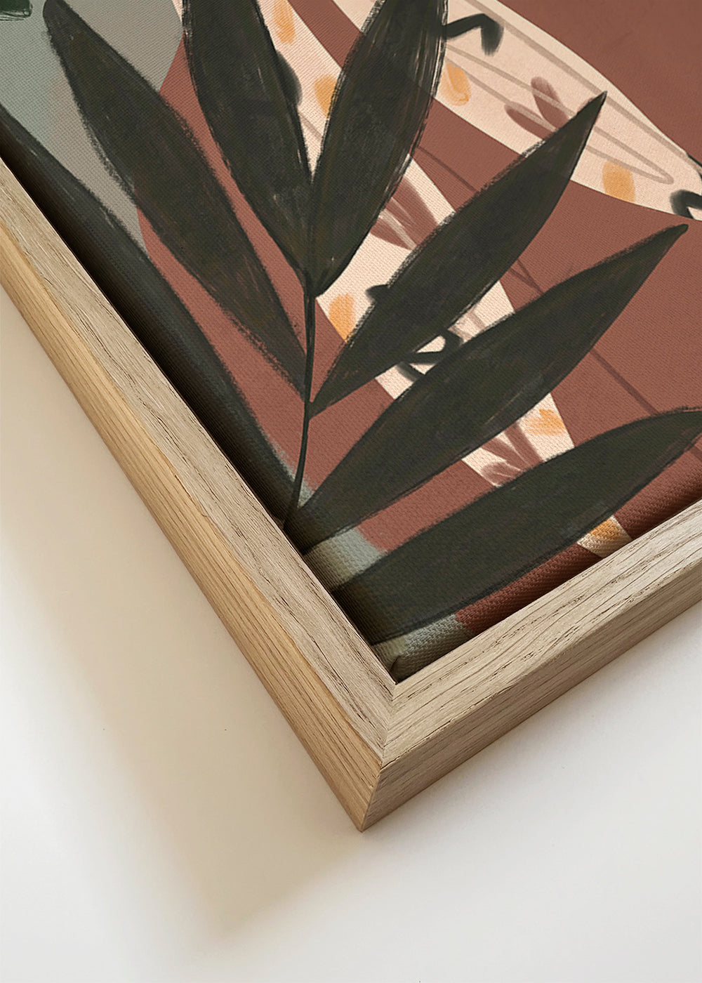 Botanisk poster: kvinna i profil bland blad