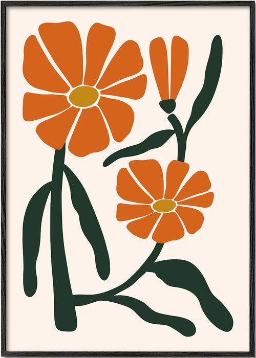 Botanisk poster med orange blommor