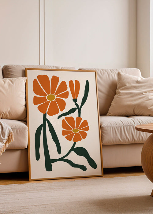 Botanisk poster med orange blommor
