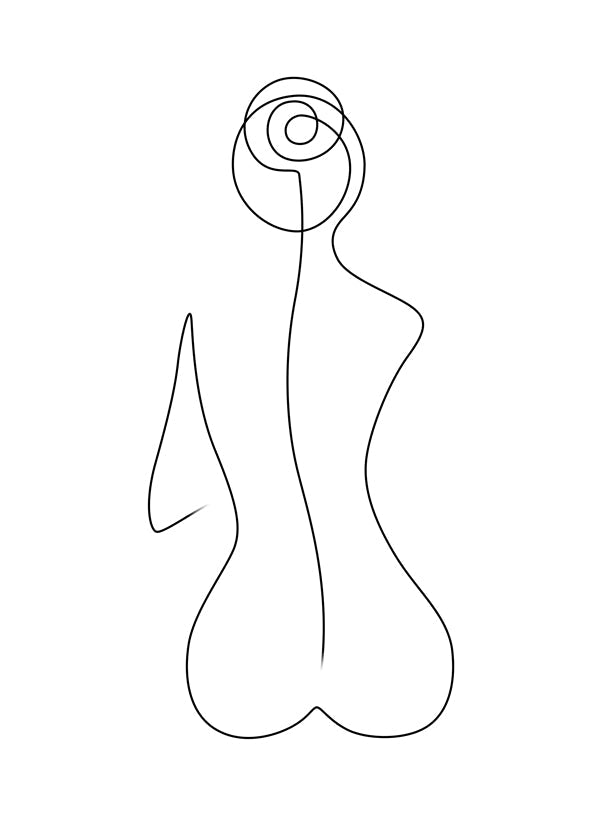 Kvinnlig linjeillustration i obruten linje