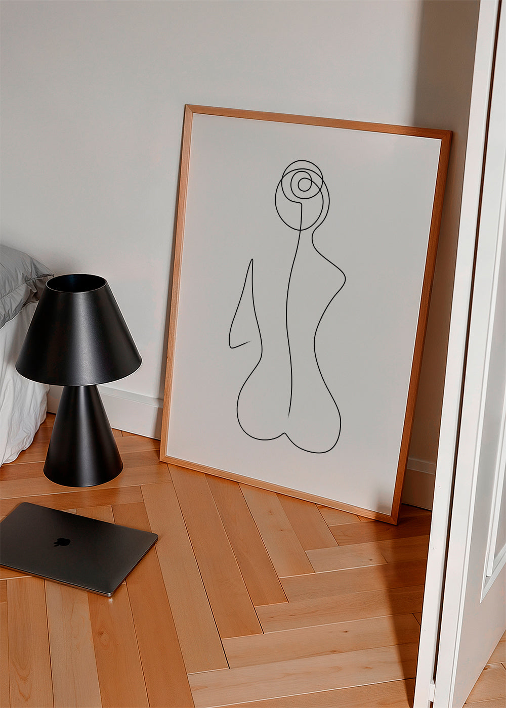 Kvinnlig linjeillustration i obruten linje