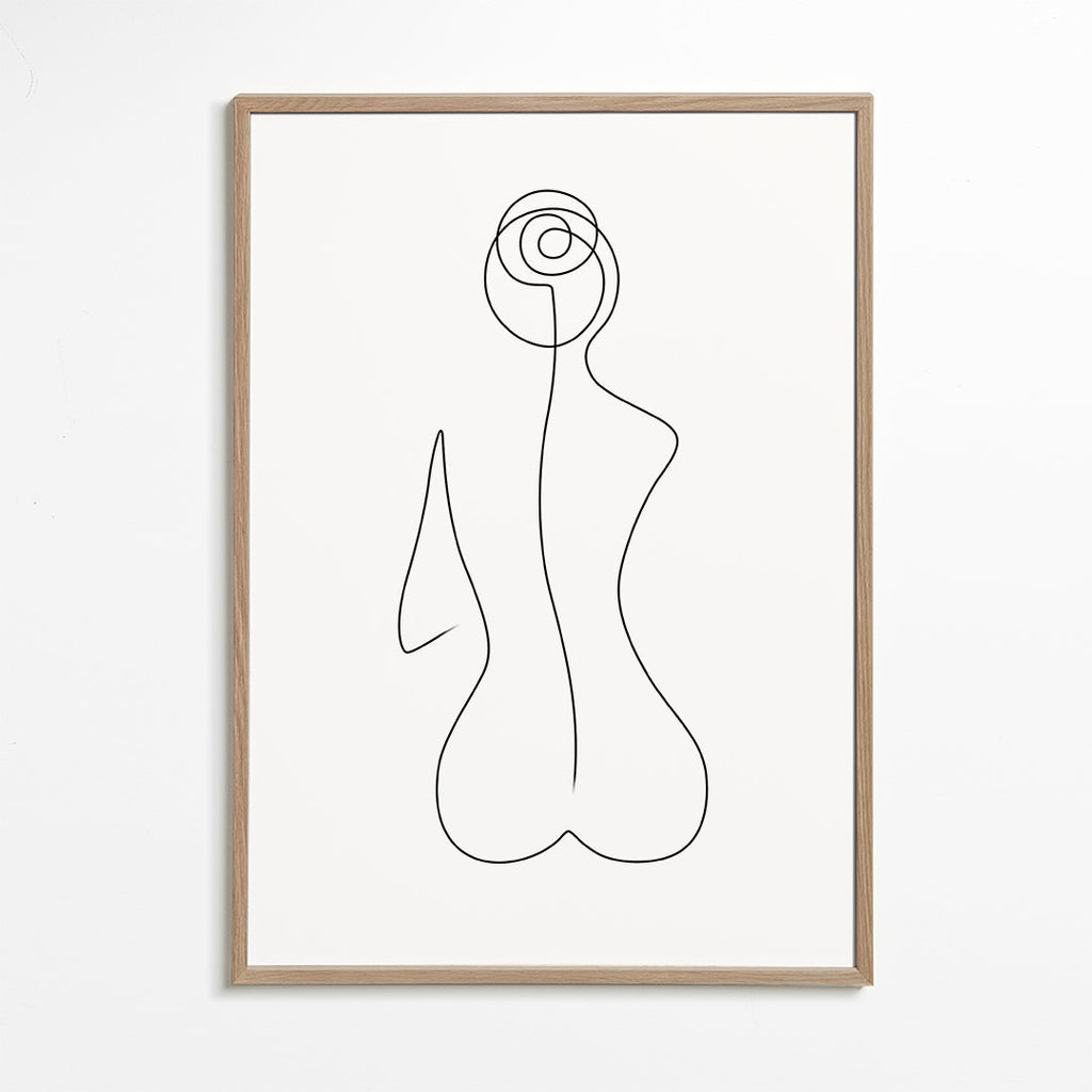 Kvinnlig linjeillustration i obruten linje