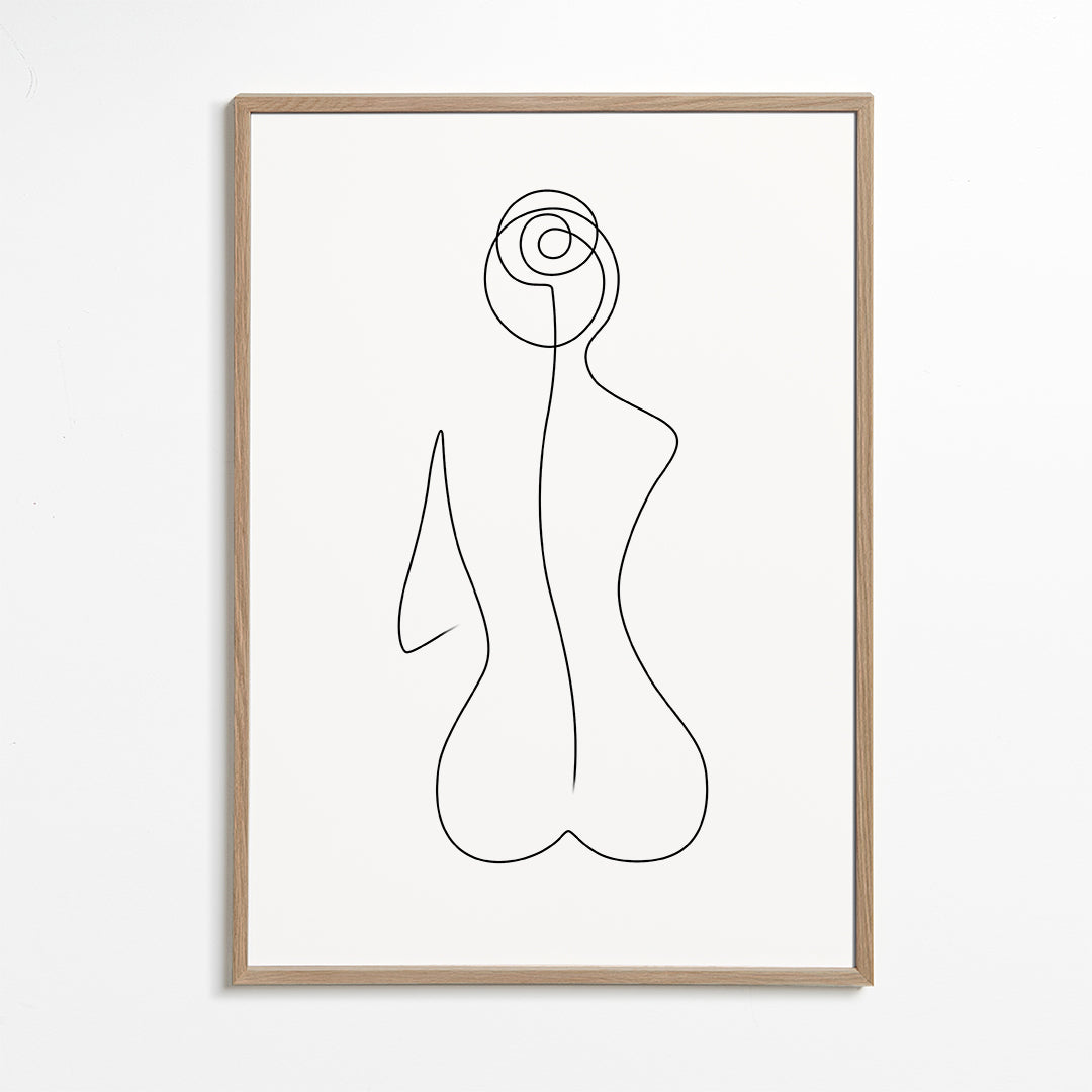 Kvinnlig linjeillustration i obruten linje