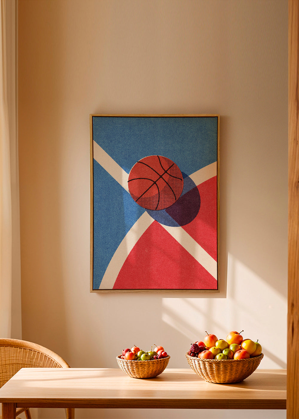 Sportkonst basketboll på geometrisk plan