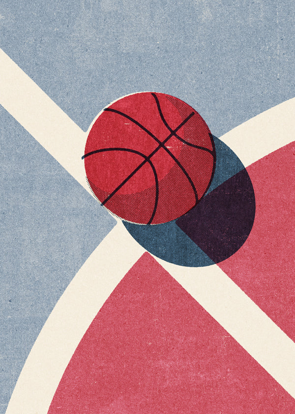 Sportkonst basketboll på geometrisk plan