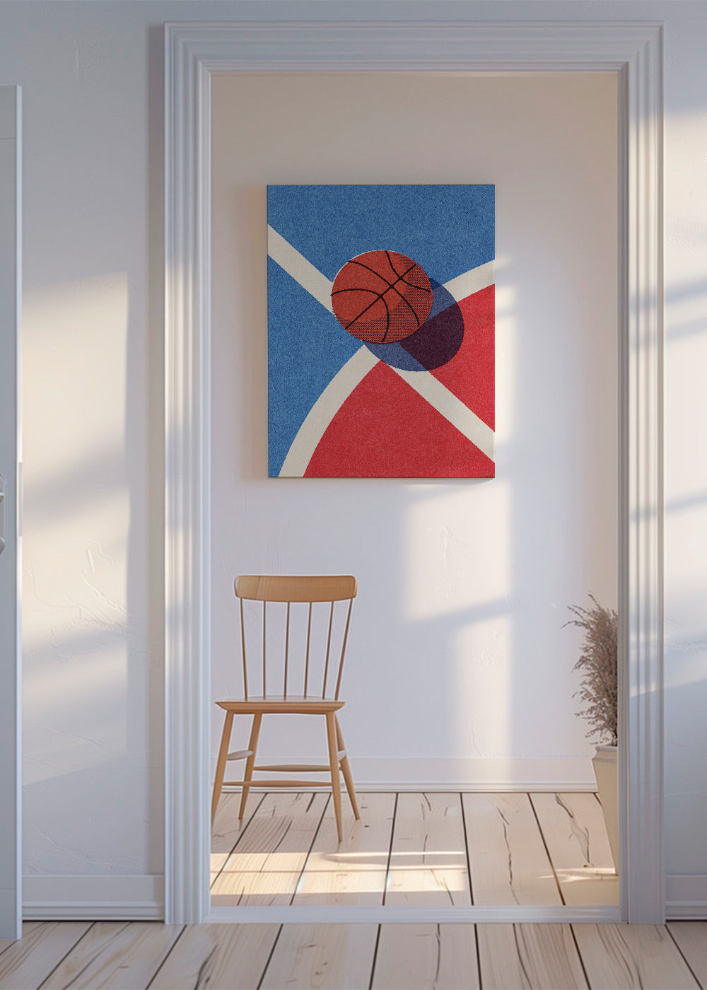 Sportkonst basketboll på geometrisk plan