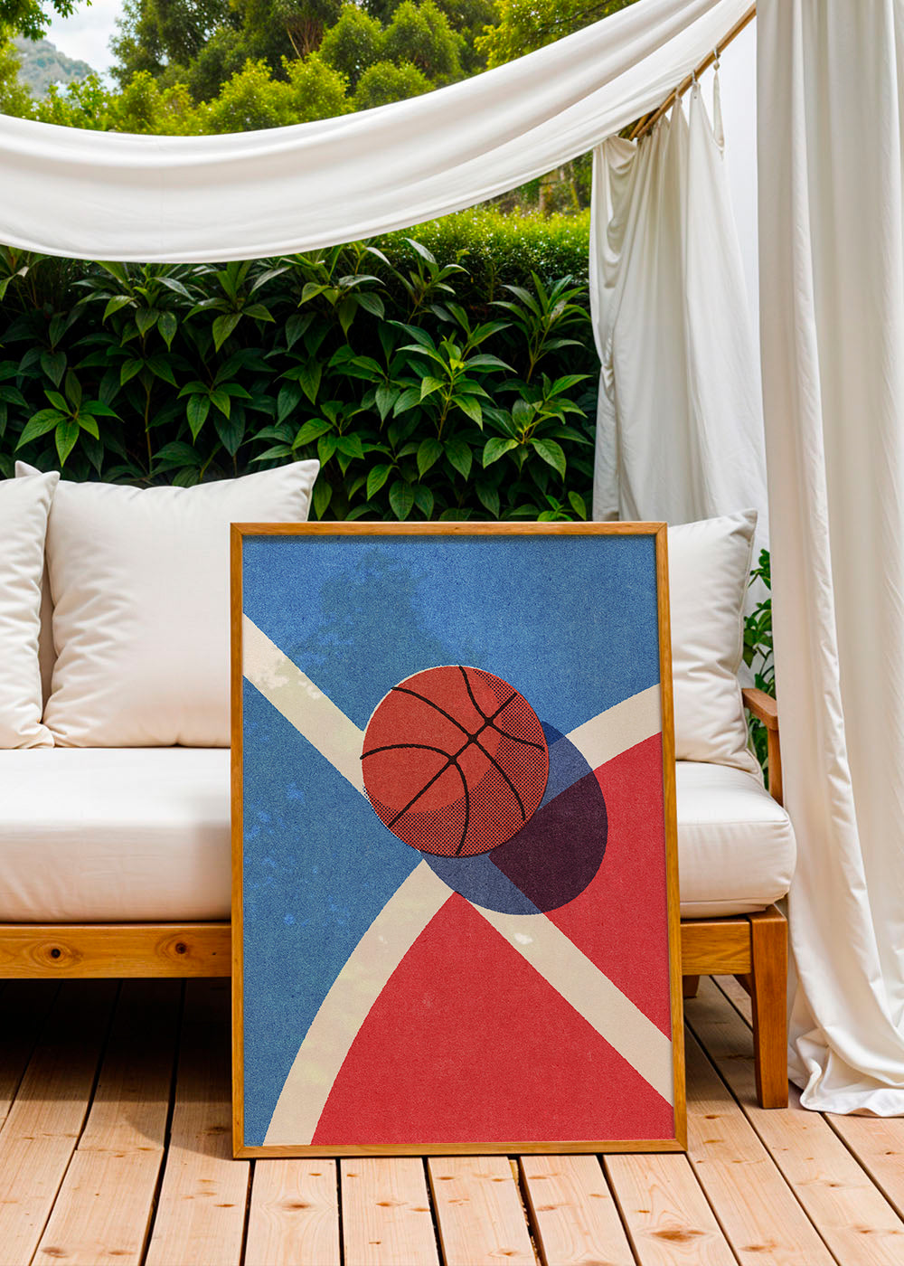 Sportkonst basketboll på geometrisk plan