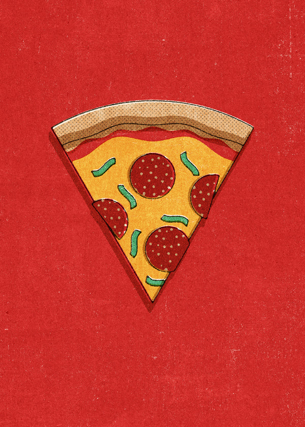 Kökskonst: illustrerad pizzaslice