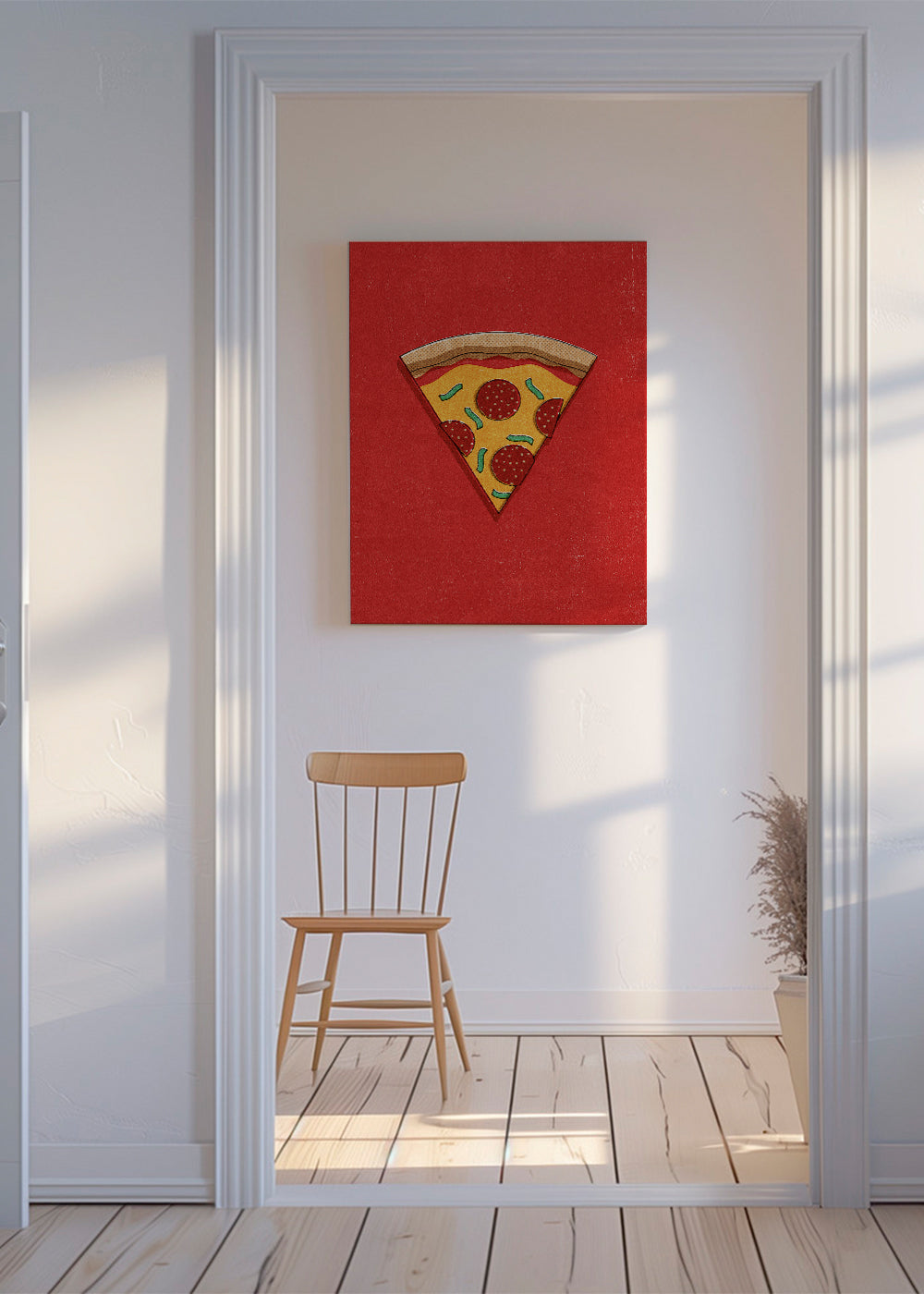 Kökskonst: illustrerad pizzaslice