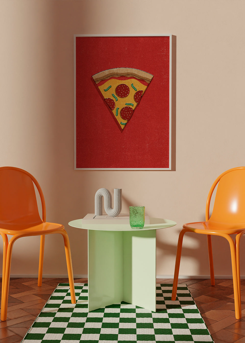 Kökskonst: illustrerad pizzaslice
