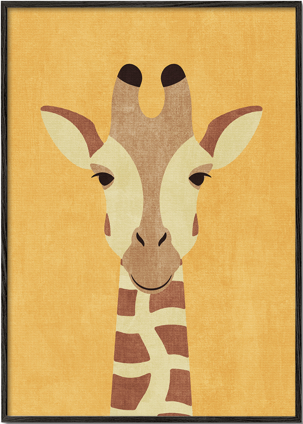 Barnposter giraff på ockrafärgad bakgrund