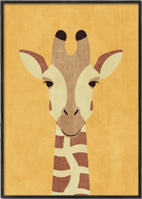 Barnposter giraff på ockrafärgad bakgrund