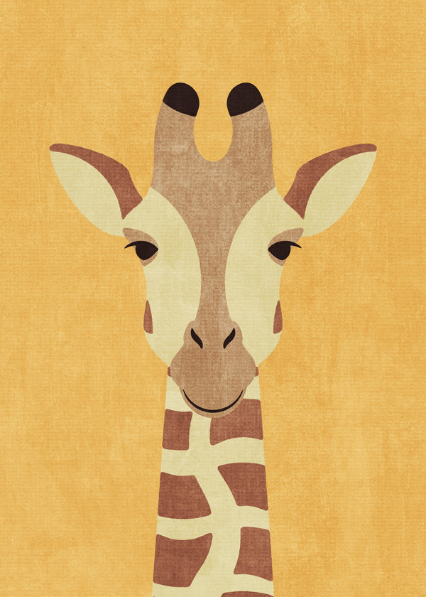 Barnposter giraff på ockrafärgad bakgrund