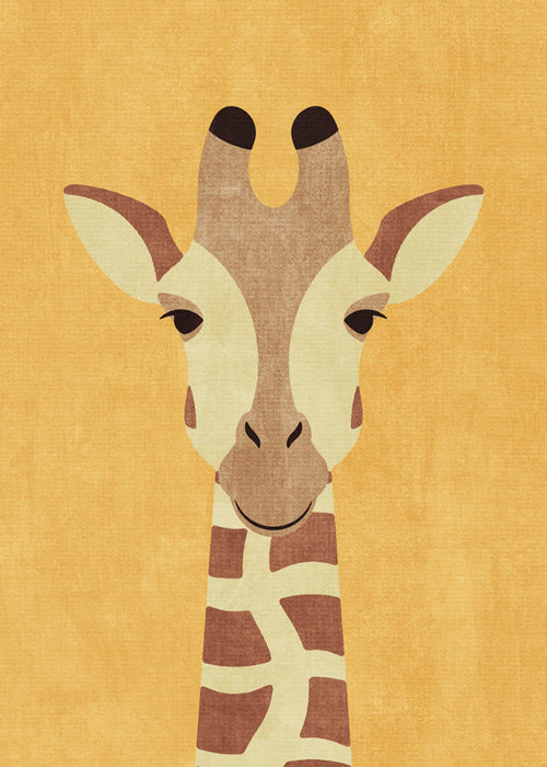 Barnposter giraff på ockrafärgad bakgrund