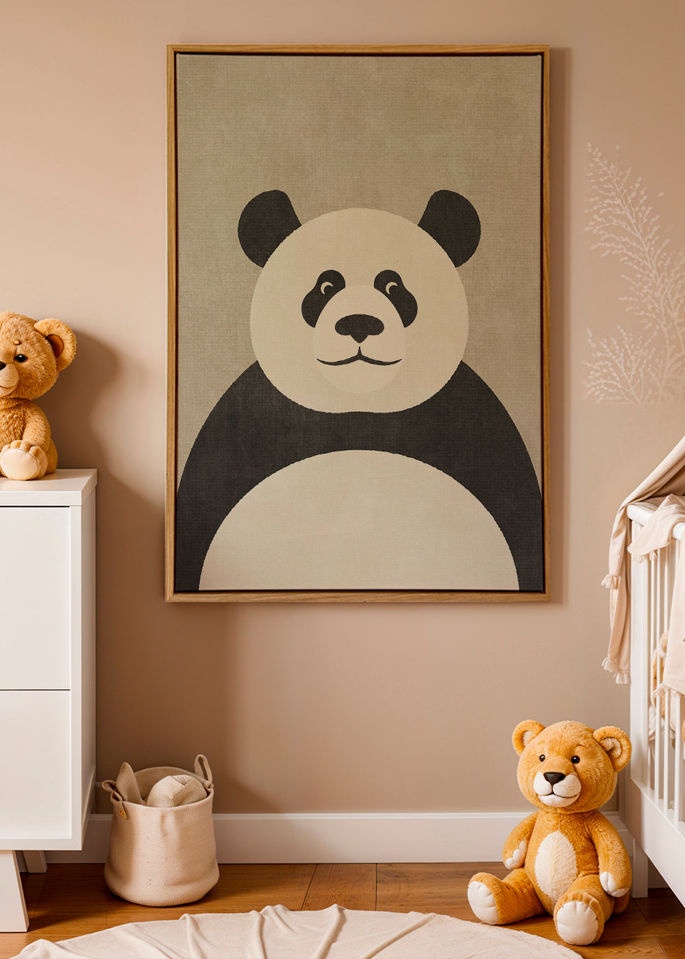 Pandaillustration för barnrum