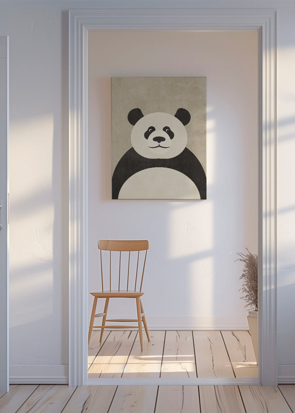 Pandaillustration för barnrum