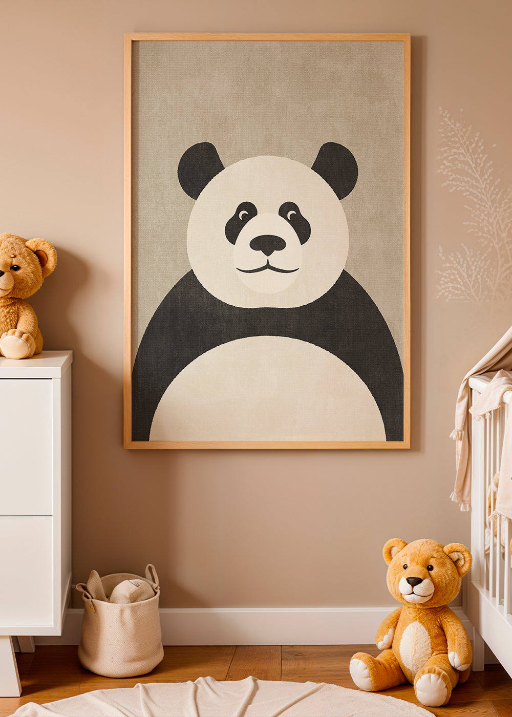 Pandaillustration för barnrum