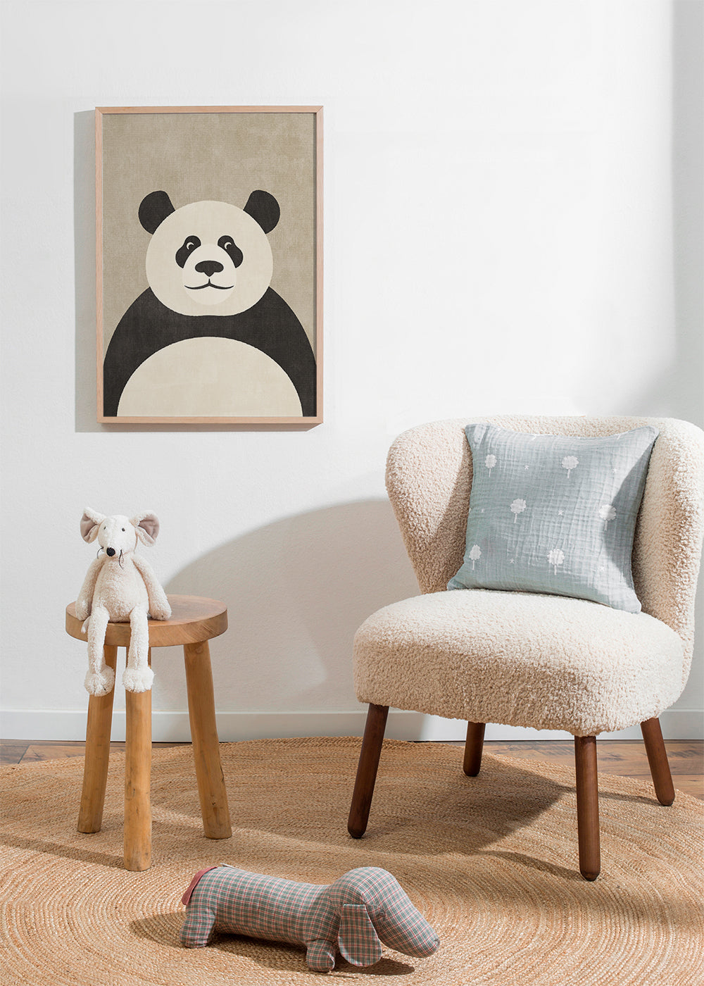 Pandaillustration för barnrum