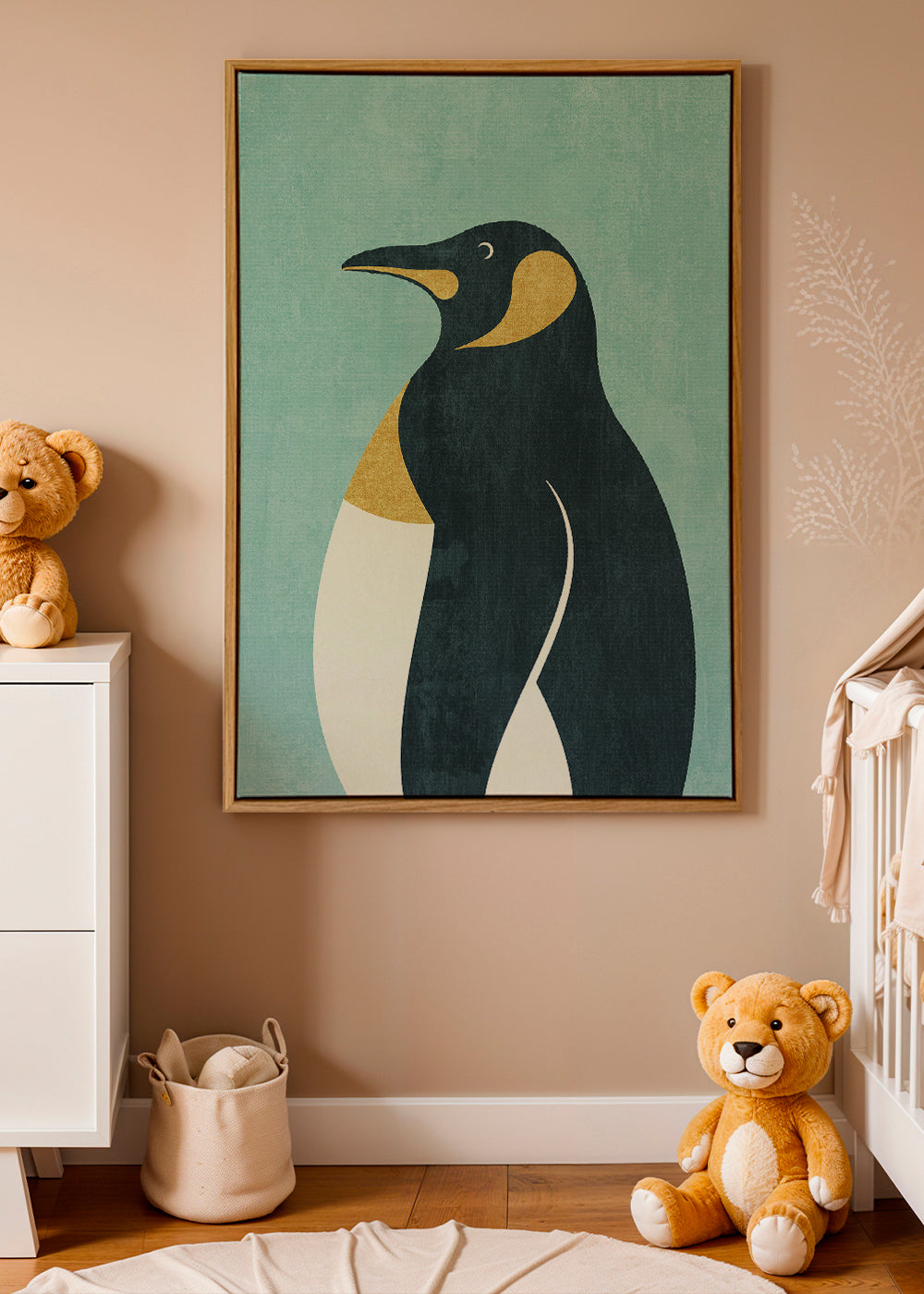 Pingvinillustration på blå bakgrund