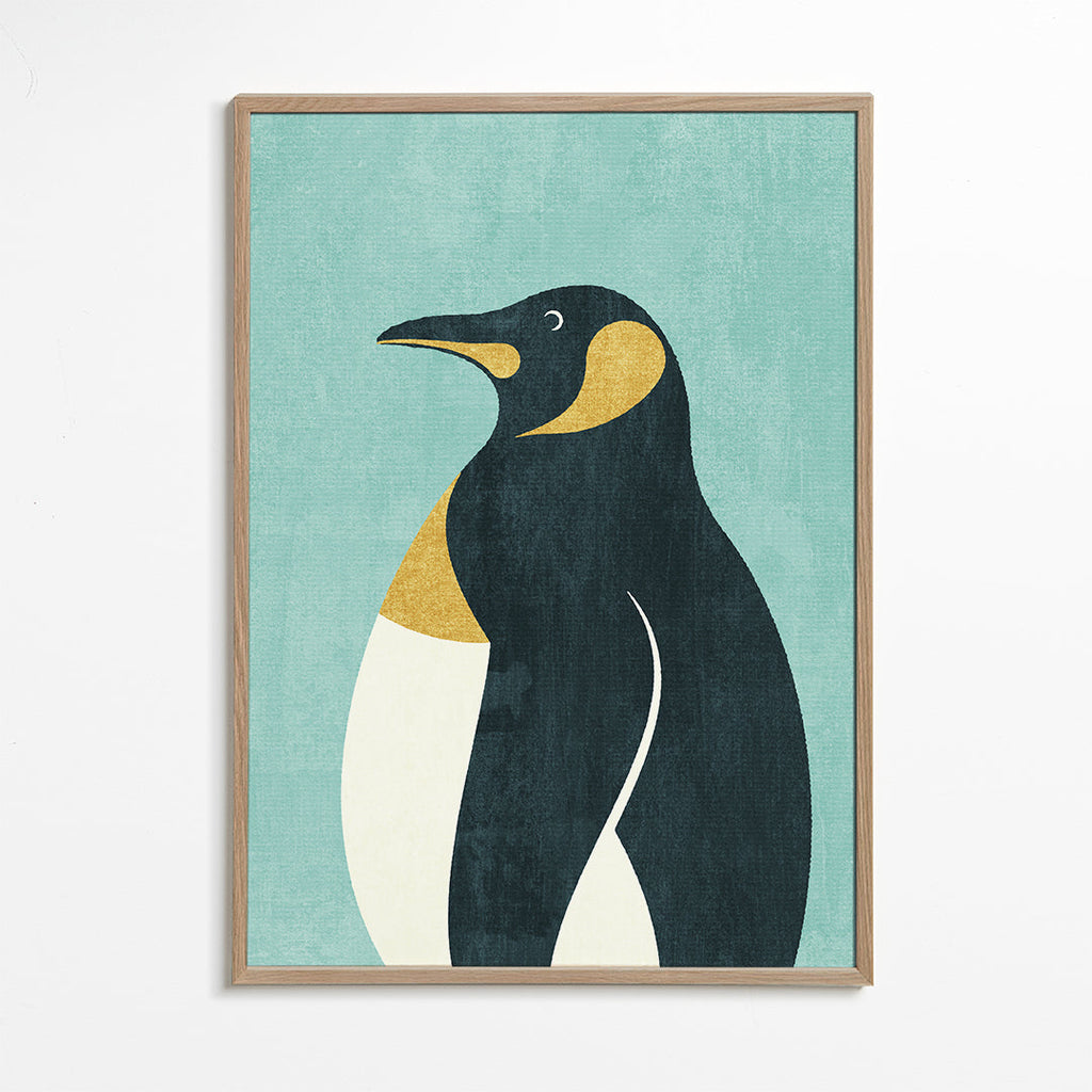 Pingvinillustration på blå bakgrund
